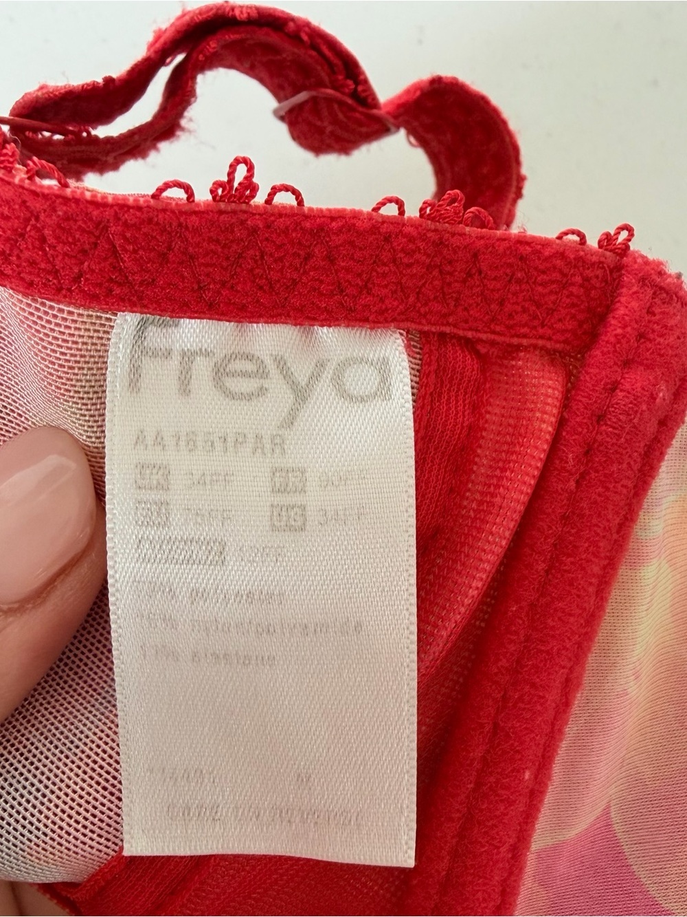 Freya Red Tropics Underwire Plunge Paradise Bra 34FF Plunge Balcony Semi Sheer - Picture 7 of 8